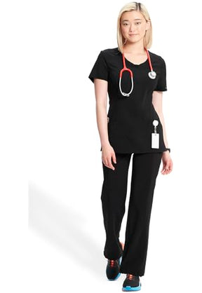 Infinity Cherokee Round Neck Nurse Scrub Tops for Women with 3 Pockets 360 Stretch & Wrinkle-Resistant 2624A