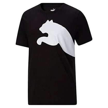 PUMA Mens Oversized Logo Tee Top Crew Neck Crew Neck (X-Large, Puma Black)