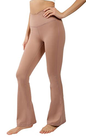 Yogalicious High Waisted Crossover Flare Leggings - Squat Proof Yoga Pants for Women
