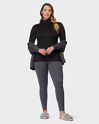 32 Degrees Women's Lightweight Baselayer Mock Top | Long Sleeve | Form Fitting | 4-Way Stretch | Thermal