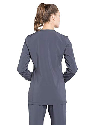 Infinity Cherokee Zip Front Womens Scrub Jacket 4-Way Stretch with Superior Performance and Comfort for Nurse Plus Size CK370A, 3XL, Pewter