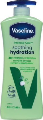 Vaseline Intensive Care Body Lotion for Dry Skin Soothing Hydration with Ultra-Hydrating Lipids + 1% Aloe Vera Extract to Refresh Dehydrated Skin 20.3 oz