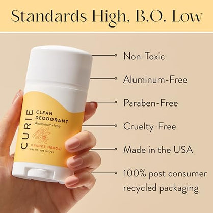 Curie Natural Deodorant for Women - 2oz Stick Aluminum Free Paraben Cruelty Vegan Non-Toxic