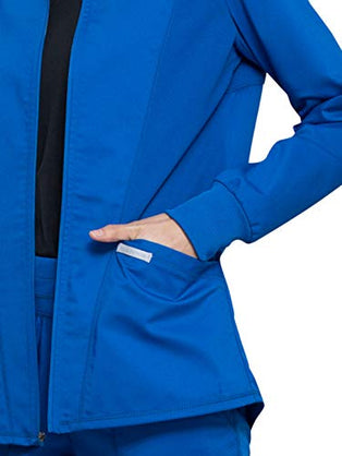 Cherokee Womens Zip Up Scrub Jackets with Breathable Mesh and Shirttail Hemline WW301