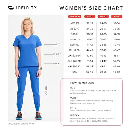 Infinity Cherokee Round Neck Nurse Scrub Tops for Women with 3 Pockets 360 Stretch & Wrinkle-Resistant 2624A