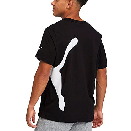 PUMA Mens Oversized Logo Tee Top Crew Neck Crew Neck (X-Large, Puma Black)