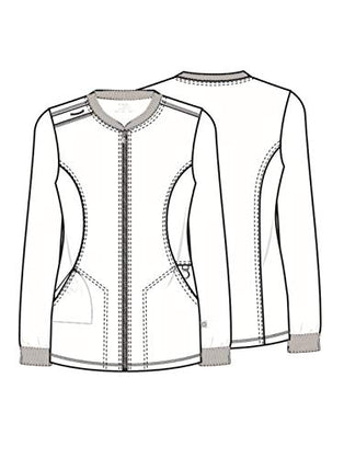 Infinity Cherokee Zip Front Womens Scrub Jacket 4-Way Stretch with Superior Performance and Comfort for Nurse Plus Size CK370A, 3XL, Pewter