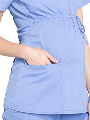 Cherokee Women's Maternity Scrub Top with 3 Pockets Mock Wrap WW685