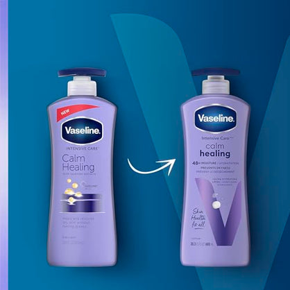 Vaseline Intensive Care Calm Healing Body Lotion for Dry Skin with Ultra-Hydrating Lipids and Lavender Extract to Heal Restore 20.3 oz