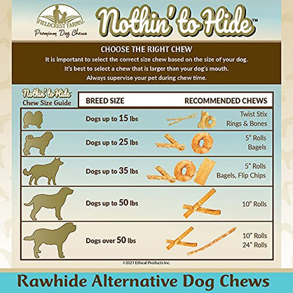 Fieldcrest Farms Nothing to Hide Natural Rawhide Alternative Small Twist Stix for Dogs - (10 Sticks) All Natural Easily Digestible Chews for All Breed Dogs