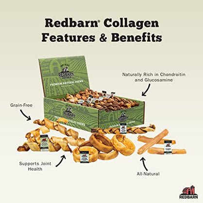 Redbarn All-Natural Large Beef Collagen Sticks for Dogs - Long Lasting Low-Odor Single Ingredient Chews - Alternative to Traditional Rawhide & Bully Sticks - Supports Healthy Joints, Skin, & Coat