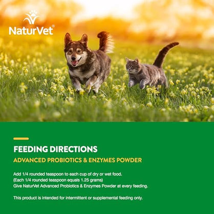 NaturVet – Advanced Probiotics & Digestive Enzymes - Plus Vet Strength PB6 Probiotic | Supports and Balances Pets with Sensitive Stomachs & Digestive Issues | for Dogs & Cats