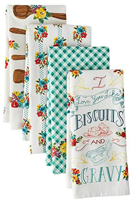 The Pioneer Woman Cotton Kitchen Terry Towels Set of 4 Biscuits and Gravy