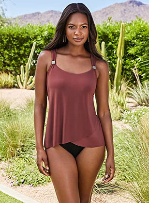 Miraclesuit Women's Swimwear Dazzle Scoop Neck Underwire Bra Tankini Bathing Suit Top