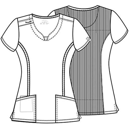 Infinity Cherokee Round Neck Nurse Scrub Tops for Women with 3 Pockets 360 Stretch & Wrinkle-Resistant 2624A