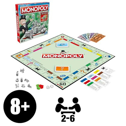 Monopoly Game, Family Board Game for 2 to 6 Players, Monopoly Board Game for Kids Ages 8 and Up, Package May Vary