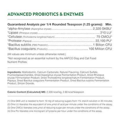 NaturVet – Advanced Probiotics & Digestive Enzymes - Plus Vet Strength PB6 Probiotic | Supports and Balances Pets with Sensitive Stomachs & Digestive Issues | for Dogs & Cats