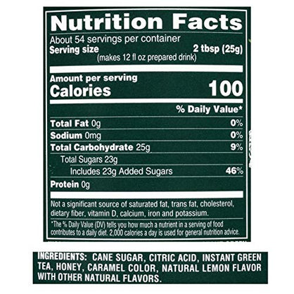 4C Powdered Drink Mix Cannisters, Green Tea, 20 Quarts, Family Sized Cannister, Thirst Quenching & Refreshing Flavors