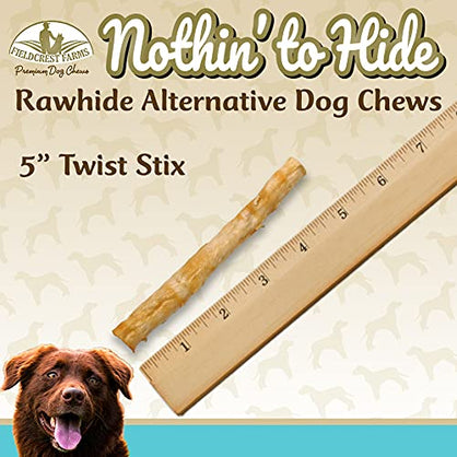 Fieldcrest Farms Nothing to Hide Natural Rawhide Alternative Small Twist Stix for Dogs - (10 Sticks) All Natural Easily Digestible Chews for All Breed Dogs