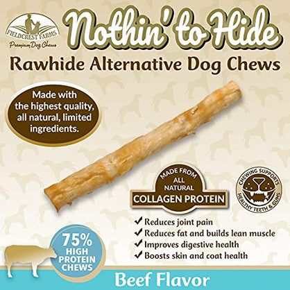 Fieldcrest Farms Nothing to Hide Natural Rawhide Alternative Small Twist Stix for Dogs - (10 Sticks) All Natural Easily Digestible Chews for All Breed Dogs
