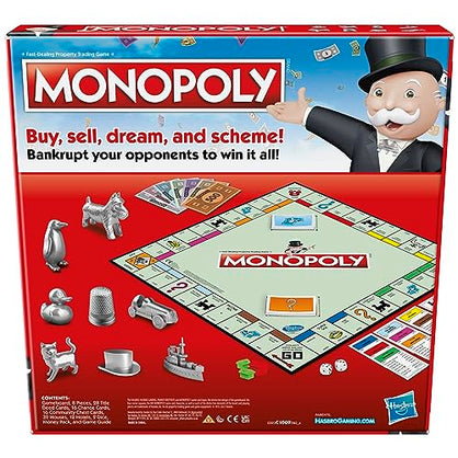 Monopoly Game, Family Board Game for 2 to 6 Players, Monopoly Board Game for Kids Ages 8 and Up, Package May Vary