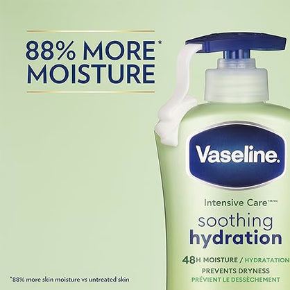 Vaseline Intensive Care Body Lotion for Dry Skin Soothing Hydration with Ultra-Hydrating Lipids + 1% Aloe Vera Extract to Refresh Dehydrated Skin 20.3 oz