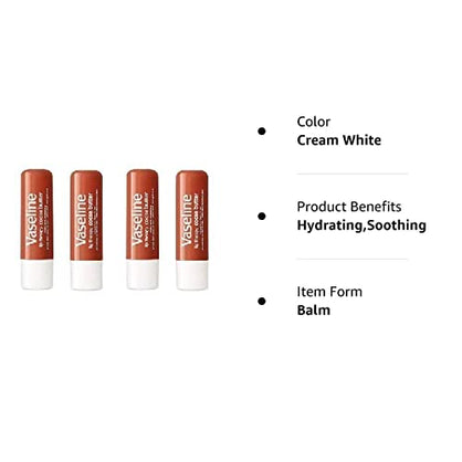 Vaseline Lip Therapy Stick, Cocoa Butter Variety Pack | Petroleum Jelly Vaseline Lip Balm | 4.8g each (4 Pack)