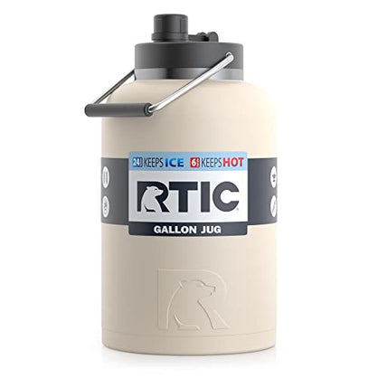RTIC Jug with Handle, Large Double Vacuum Insulated Water Bottle, Stainless Steel Thermos for Hot & Cold Drinks, Sweat Proof, Great for Travel, Hiking & Camping