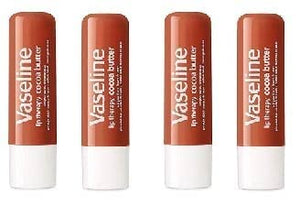 Vaseline Lip Therapy Stick, Cocoa Butter Variety Pack | Petroleum Jelly Vaseline Lip Balm | 4.8g each (4 Pack)