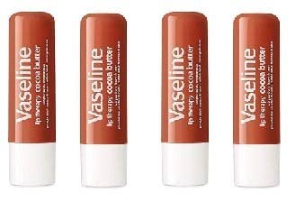 Vaseline Lip Therapy Stick, Cocoa Butter Variety Pack | Petroleum Jelly Vaseline Lip Balm | 4.8g each (4 Pack)