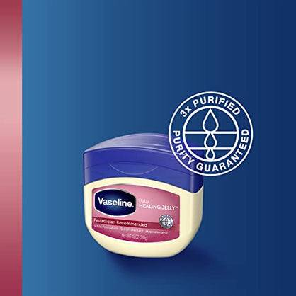 Vaseline, 100% Pure Petroleum Jelly Baby, Dermatologist Recommended, Hypoallergenic, Skin Protectant, Treat & Prevent Diaper Rash and Chafed Skin, Seals out Wetness, 13 Ounce (Pack of 2 )