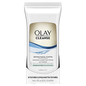 OLAY Wet Cleansing Cloths Gentle Clean, Sensitive/Fragrance-Free 30 Ea (Pack of 2)