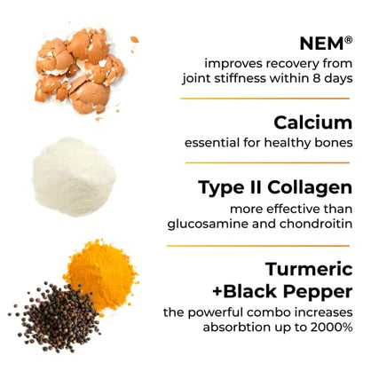 PUREHEALTH RESEARCH Joint Support - NEM Eggshell MembraneJoint Supplement with Boswellia Extract, Calcium & Turmeric for Joint Health, Mobility & Comfort