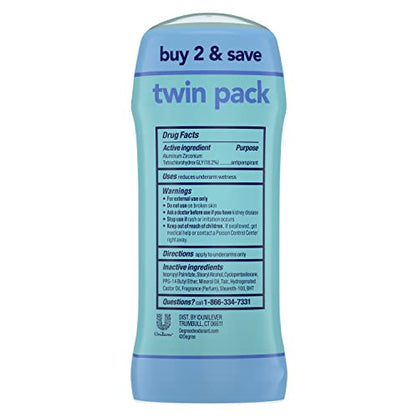 Degree Antiperspirant Deodorant Shower Clean Twin Pack 48-Hour Sweat and Odor Protection Antiperspirant for Women 2.6 oz