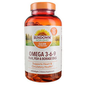 Sundown Naturals, Triple Omega 3-6-9 Softgels, 200 Count