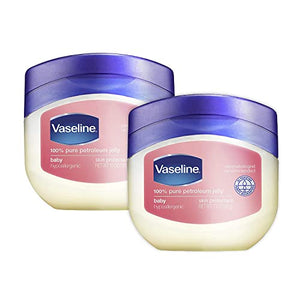 Vaseline, 100% Pure Petroleum Jelly Baby, Dermatologist Recommended, Hypoallergenic, Skin Protectant, Treat & Prevent Diaper Rash and Chafed Skin, Seals out Wetness, 13 Ounce (Pack of 2 )
