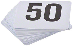 ROY TN 1 50 -Royal Industries Number 1-50 Plastic Number Card Set, Plastic, 4'' by 4'', White Base with Black Numbers
