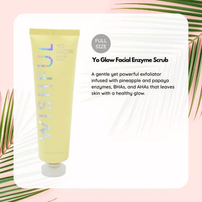 Wishful Hydrate & Glow Trio Gift Set:: Yo Glow Facial Enzyme Scrub, Thirst Trap Juice Hyaluronic Acid & Peptide Hydrating Facial Serum Honey Whip Peptide & Collagen Moisturizer, 3 Piece Set