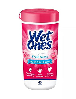 Wet Ones Antibacterial Hand Wipes - Fresh Scent: 40 Count Canister, pack of 3 by Wet Ones