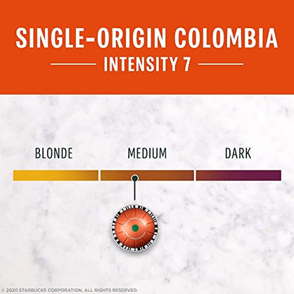 Starbucks Coffee Nespresso Capsules, Colombia Single-Origin Coffee, Medium Roast, For Nespresso Vertuo Machines, 8 CT Capsules Per Box (Pack of 1 Box)