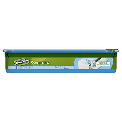 Swiffer Sweeper Wet Mopping Pad Refills for Floor Mop Open Window Scent, White, Fresh, 12 Count