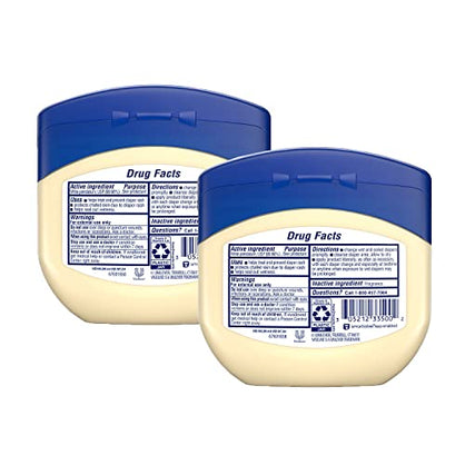 Vaseline, 100% Pure Petroleum Jelly Baby, Dermatologist Recommended, Hypoallergenic, Skin Protectant, Treat & Prevent Diaper Rash and Chafed Skin, Seals out Wetness, 13 Ounce (Pack of 2 )