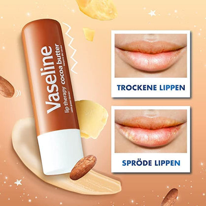 Vaseline Lip Therapy Stick, Cocoa Butter Variety Pack | Petroleum Jelly Vaseline Lip Balm | 4.8g each (4 Pack)