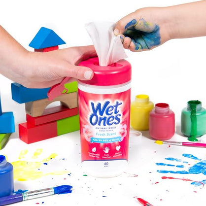 Wet Ones Antibacterial Hand Wipes - Fresh Scent: 40 Count Canister, pack of 3 by Wet Ones