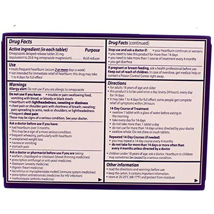 Prilosec 20.6 mg OTC, 42 Tablets (Pack of 3)