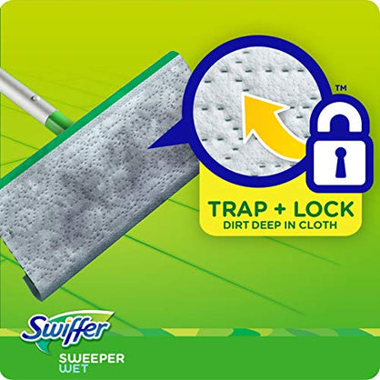 Swiffer Sweeper Wet Mopping Pad Multi Surface Refills for Floor Mop, Gain scent, White, 12 Count
