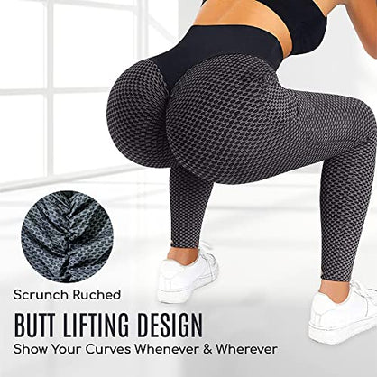 Butt Lifting Anti Cellulite Leggings for Women Stretchy Workout Leggings with Ruched - Yoga Squats Gym & Tummy Control