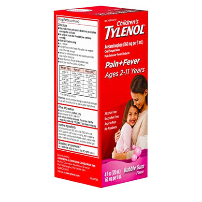 Children's Tylenol Oral Suspension Medicine with Acetaminophen, Grape, 4 fl. oz