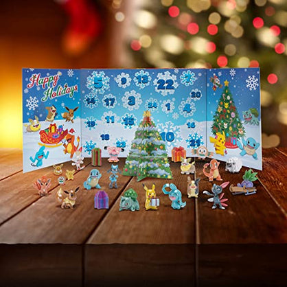 Pokemon Holiday Advent Calendar for Kids, 24 Gift Pieces - Includes 16 Toy Character Figures & 8 Christmas Accessories - Ages 4+