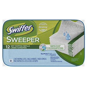 Swiffer Sweeper Wet Mopping Pad Refills for Floor Mop Open Window Scent, White, Fresh, 12 Count